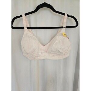 Bestform 34B White Stripe Wireless‎ T-shirt Bra  Adjustable Straps LIGHTLY LINED